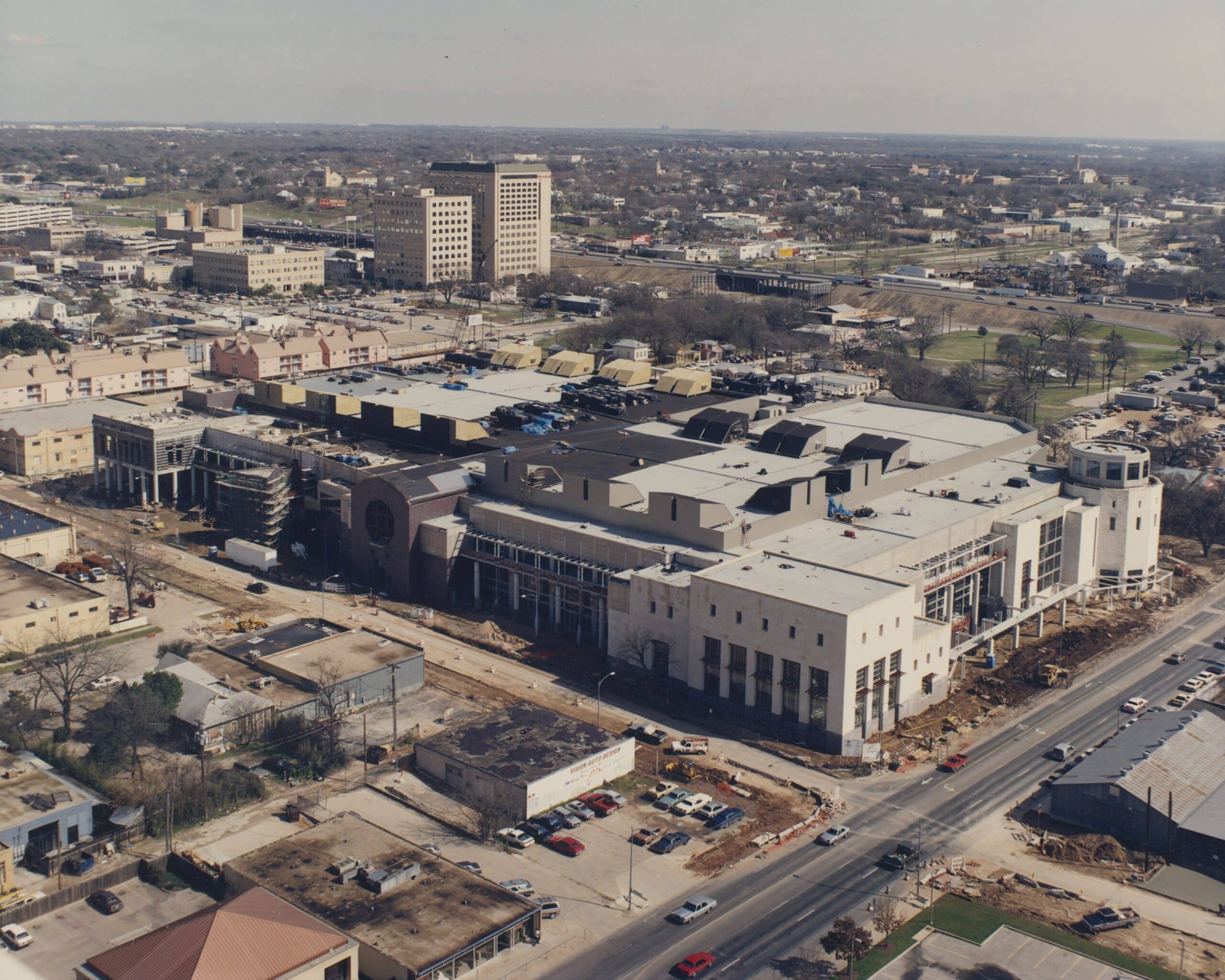 A 1992 photo of the almost completed Austin Convention Center in downtown.